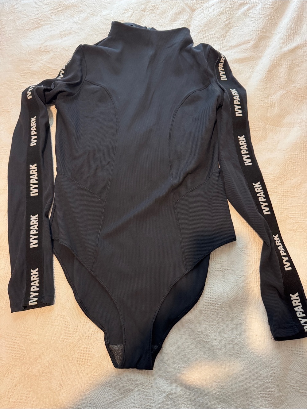 IVY PARK Black Logo-Trim Long Sleeve Bodysuit
